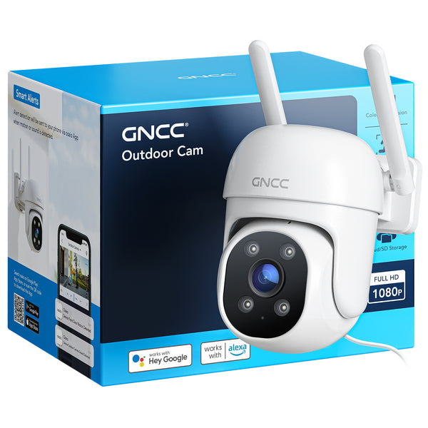 GNCC K2 Caméra de sécurité extérieure 1080P pour la sécurité domestique avec vision nocturne couleur