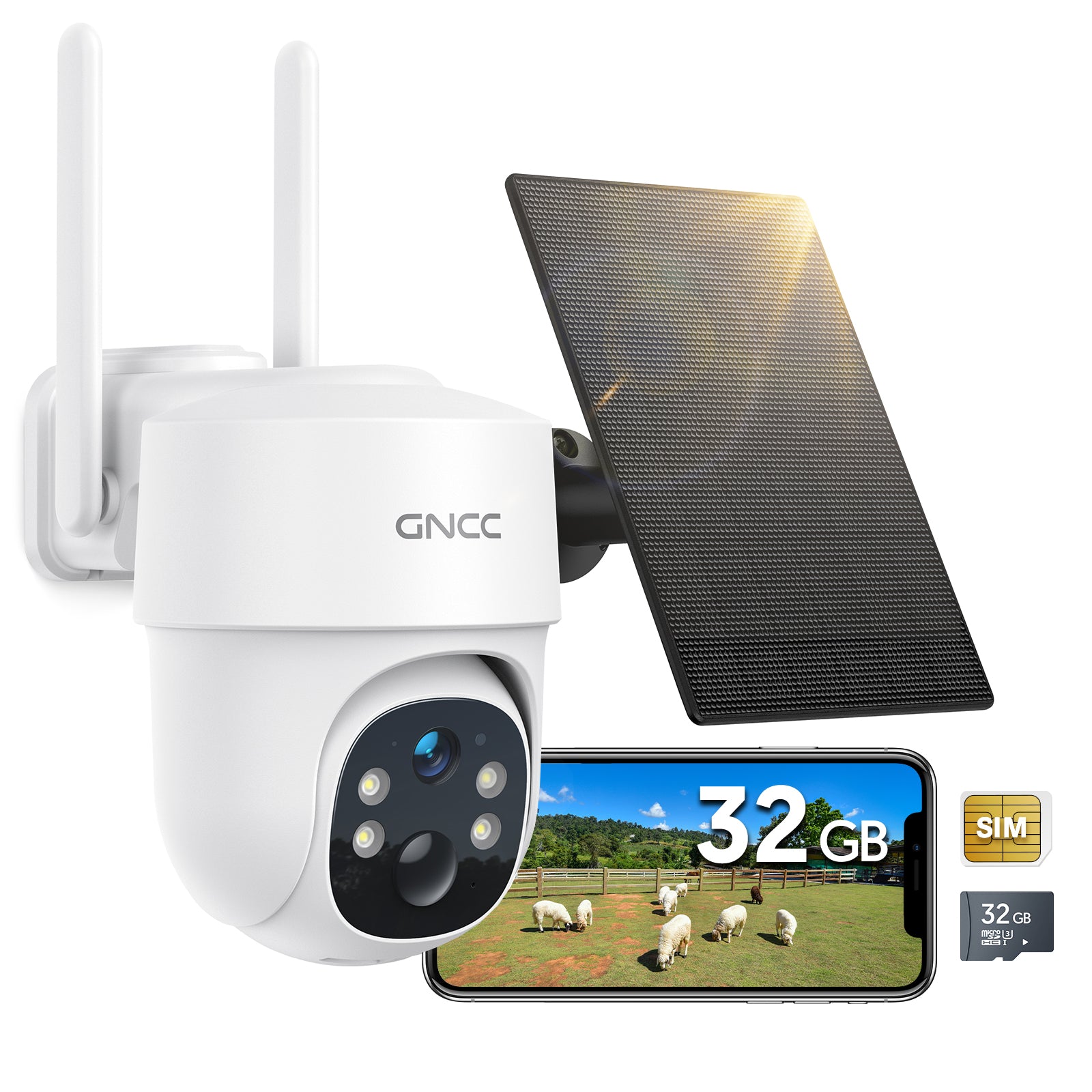 GNCC W3 4G LTE Cámara de seguridad inalámbrica para exteriores