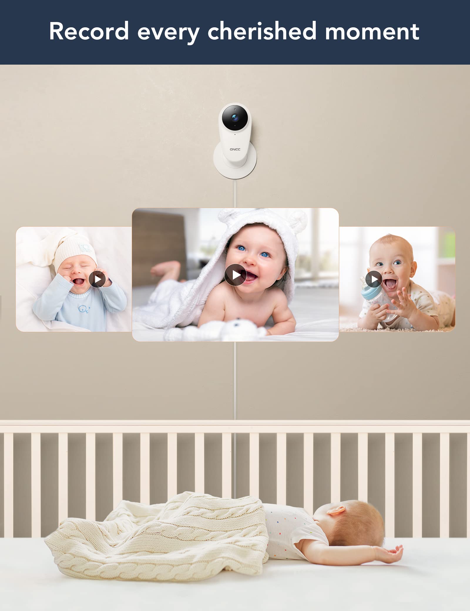 Cámara de vigilancia para bebés GNCC C1Pro 2k con visión nocturna