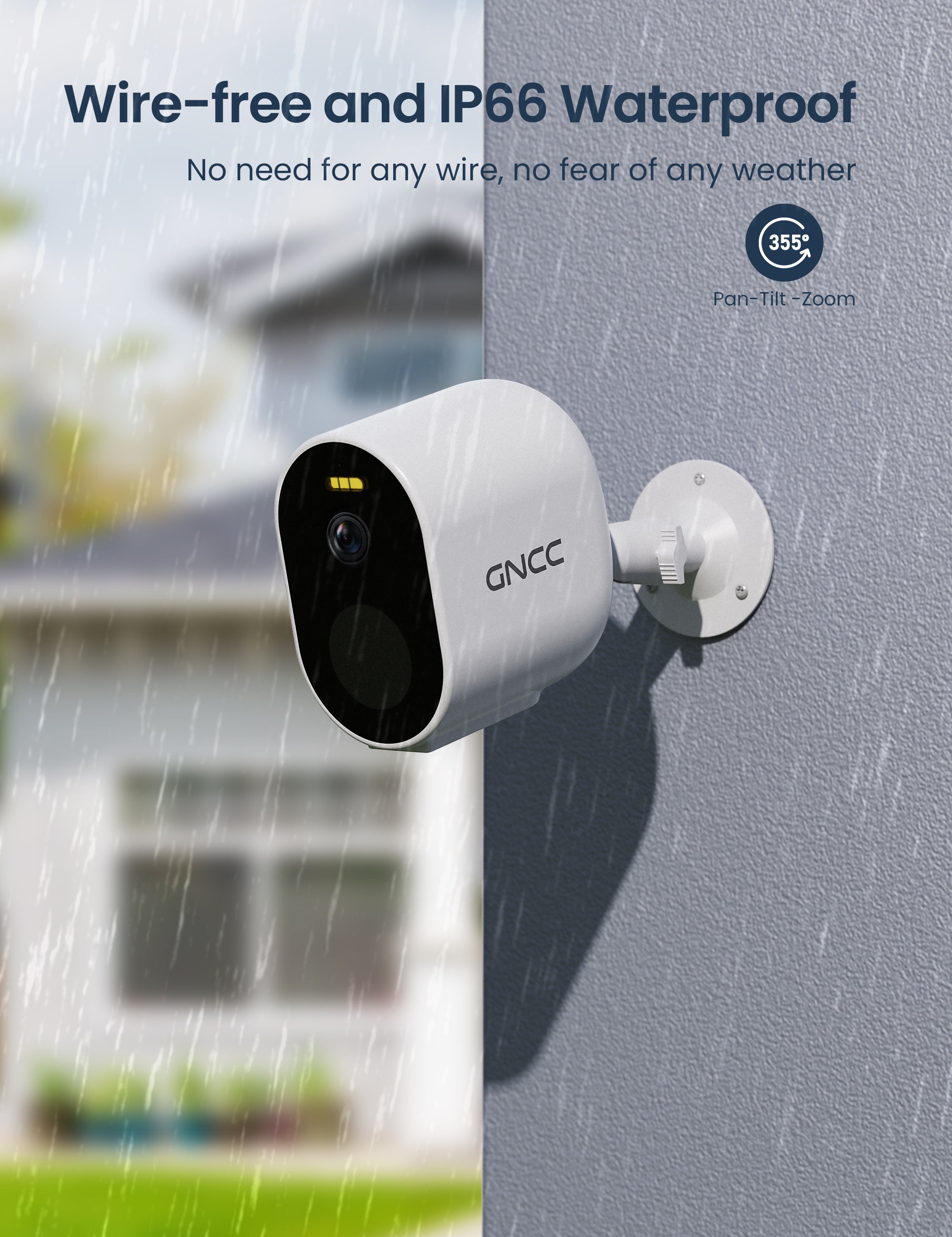 GNCC W1 Caméra de sécurité extérieure sans fil 1080P WiFi