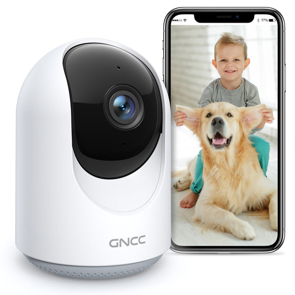 Telecamera di sicurezza per interni GNCC P1 1080P con visione notturna per neonati/animali domestici 